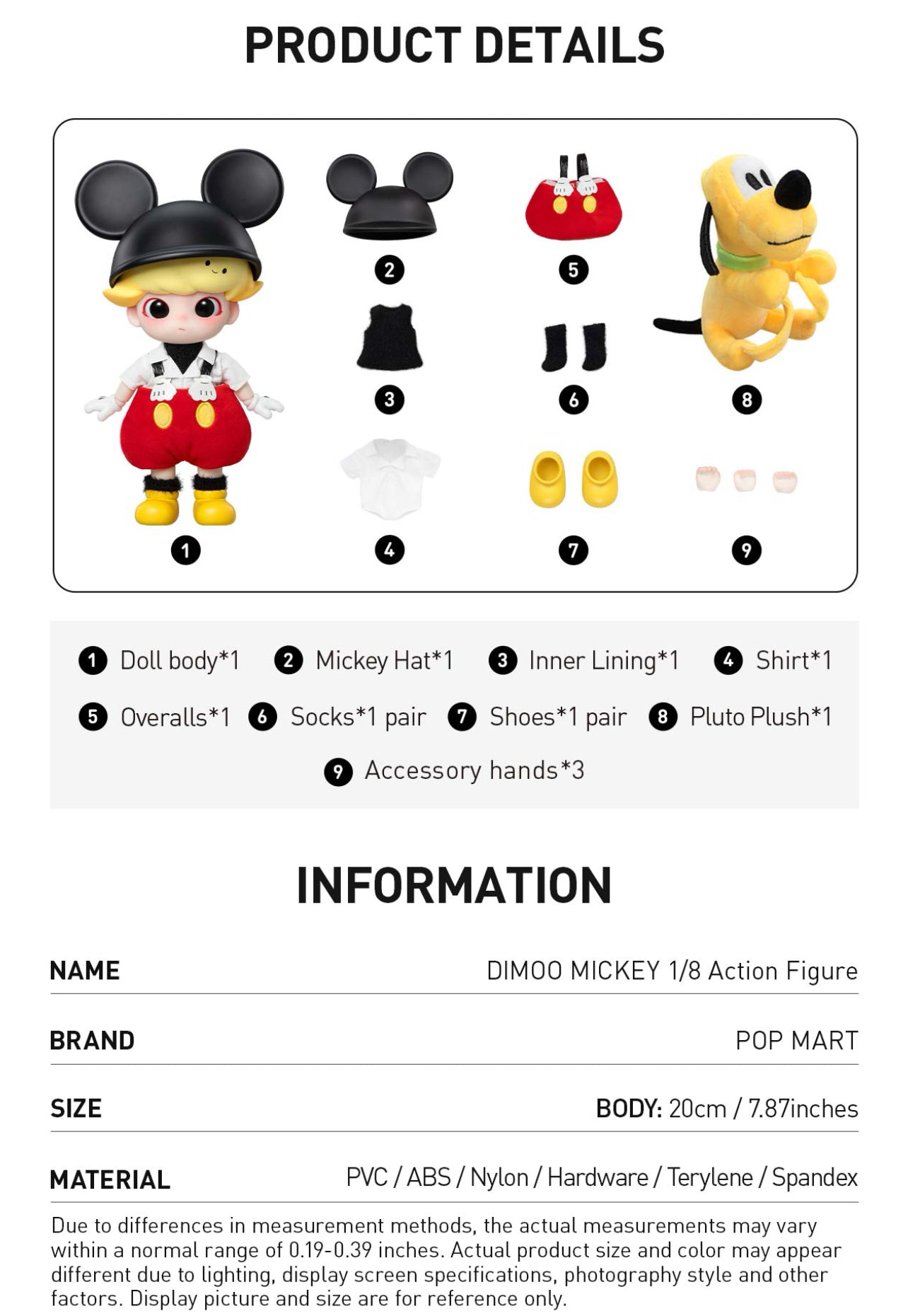 DIMOO MICKEY 1/8 Action figure BJD authentic