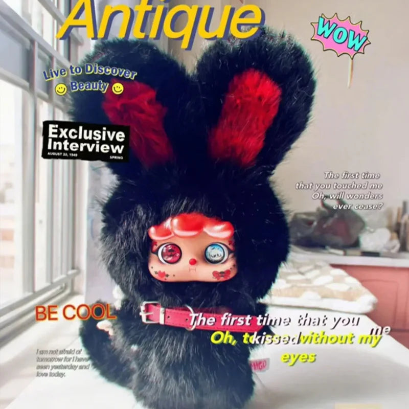 MIGO 400% Another Me In The World Limited Plush - NO BOX with Card 2 DOLLS BLACK AND WHITE BUNNY!