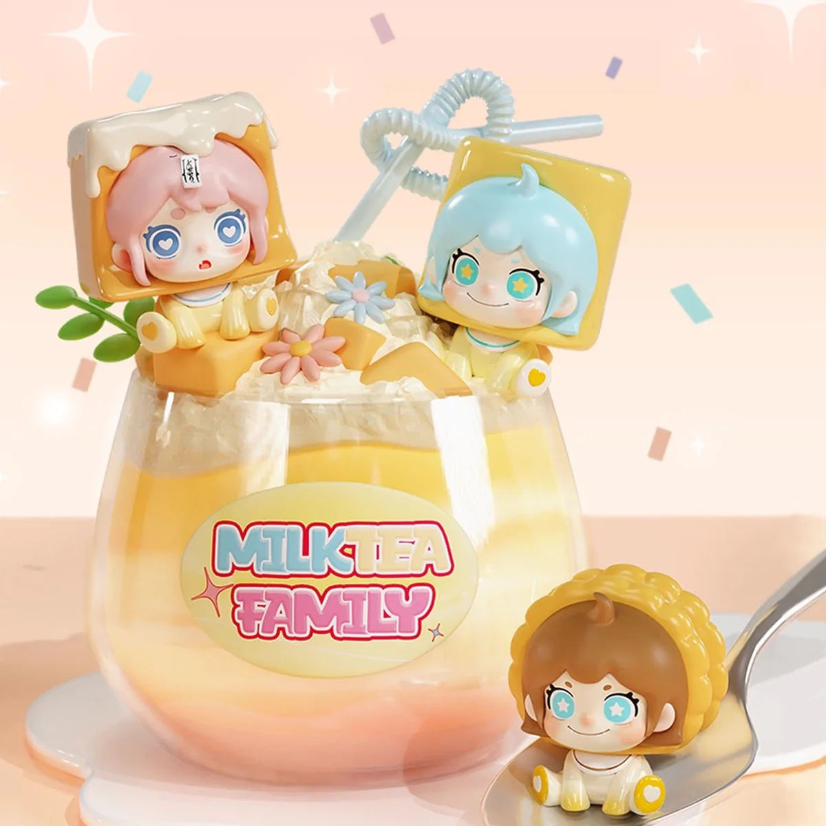 KEENO Milk Tea Family Series Mini Beans Blind Box 2 beans included in one boba cup