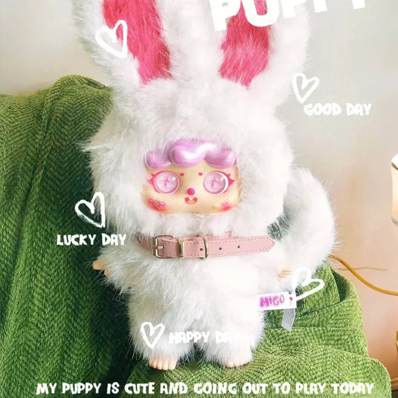 MIGO 400% Another Me In The World Limited Plush - NO BOX with Card 2 DOLLS BLACK AND WHITE BUNNY!