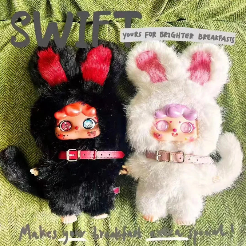 MIGO 400% Another Me In The World Limited Plush - NO BOX with Card 2 DOLLS BLACK AND WHITE BUNNY!
